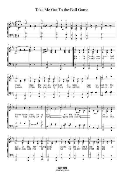 “Take Me Out to the Ball Game”钢琴谱-Albert Von Tilzer-免费下载-天天钢琴