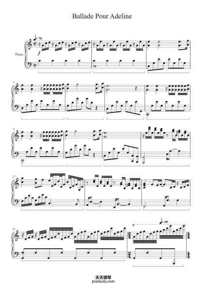 “Ballade Pour Adeline”钢琴谱-Paul de Senneville-免费下载-天天钢琴