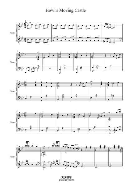 “Howl's Moving Castle”钢琴谱-Joe Hisaishi-免费下载-天天钢琴