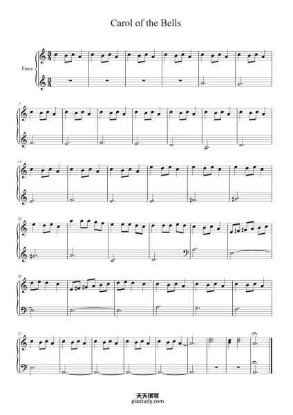 “Carol of the Bells”钢琴谱-Traditional Ukranian Carol-免费下载-天天钢琴