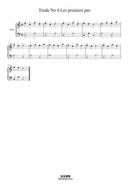 “Etude No 4 Les premiers pas”钢琴谱--免费下载-天天钢琴