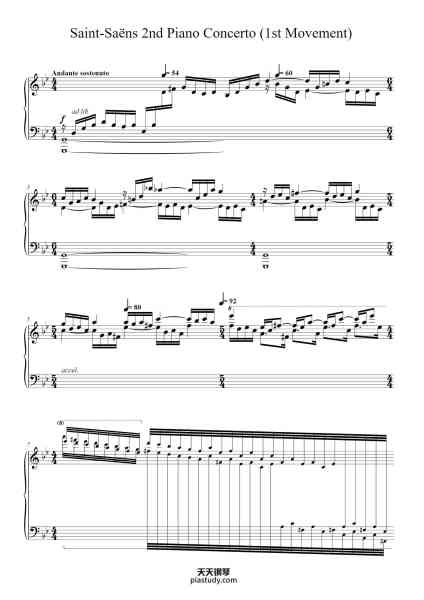 “Piano Concerto No. 2 in G Minor, Op. 22: I. Andante sostenuto”钢琴谱-Camille Saint-Saëns-免费下载-天天钢琴