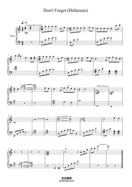 “Don't Forget (Deltarune)”钢琴谱-Nellvi-免费下载-天天钢琴