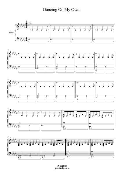 “Dancing On My Own”钢琴谱-By Calum Scott-免费下载-天天钢琴