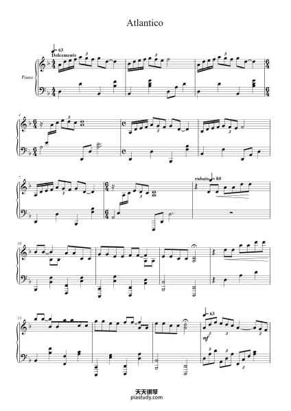 “Atlantico”钢琴谱-Roberto Cacciapaglia-免费下载-天天钢琴
