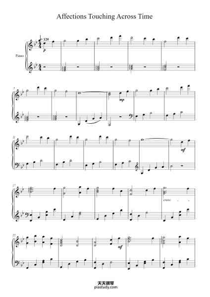 “Affections Touching Across Time”钢琴谱-Arranged by Reynah Transcribed by zTsugumi-免费下载-天天钢琴