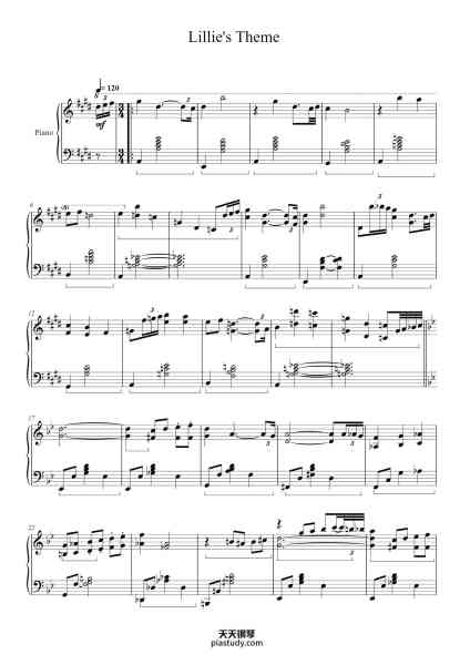 “Pokemon Sun & Moon - Lillie's Theme”钢琴谱-Arranged by 95jack-免费下载-天天钢琴