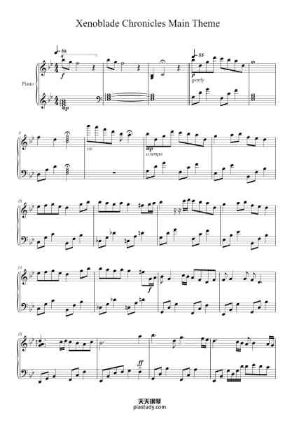 “Xenoblade Chronicles Main Theme”钢琴谱-Original Piece by Yoko Shimomura-免费下载-天天钢琴