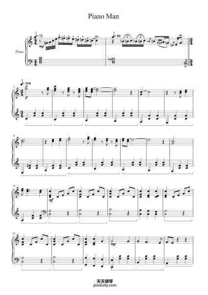 “Piano Man”钢琴谱-Billy Joel-免费下载-天天钢琴