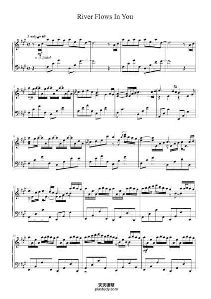 “River Flows In You”钢琴谱-By Yiruma-免费下载-天天钢琴