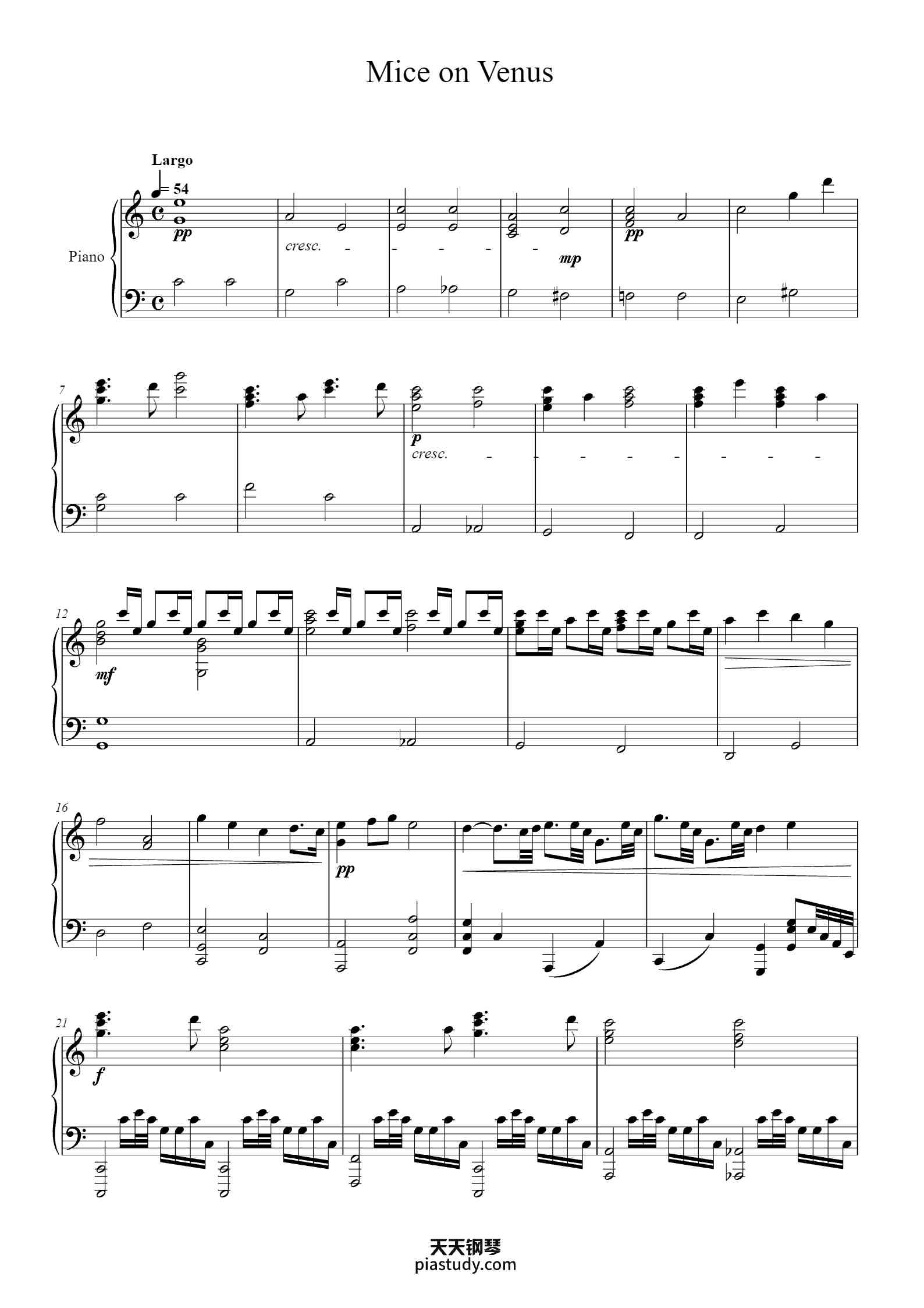 Mice on Venus钢琴谱 - C418 - free piano sheet music - PiaNoproblem
