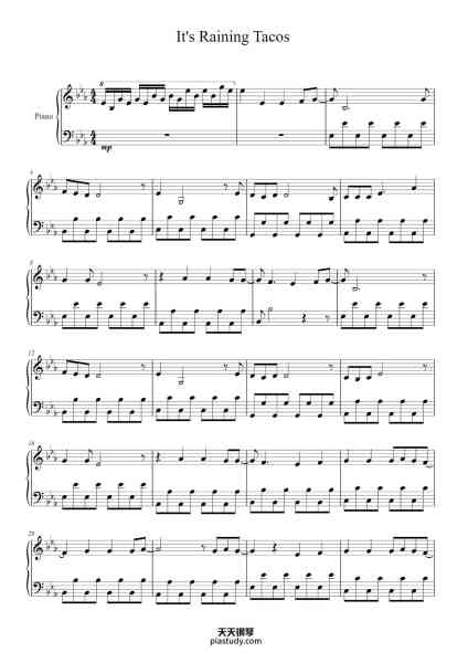 “It's Raining Tacos”钢琴谱-Arr. Emma Chen-免费下载-天天钢琴