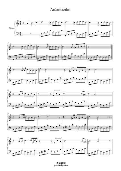 “Anlamazdın”钢琴谱-Bryvis-免费下载-天天钢琴