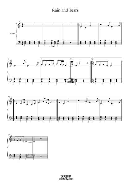“Rain and Tears”钢琴谱-Demis Russos-免费下载-天天钢琴