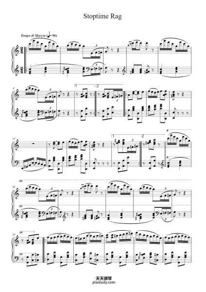 “Stoptime Rag”钢琴谱-Scott Joplin-免费下载-天天钢琴