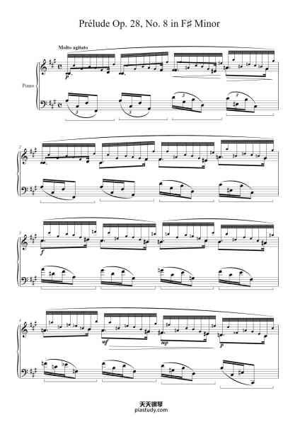 “Prélude Op. 28, No. 8 in F♯ Minor”钢琴谱-Frédéric François Chopin
(1810 - 1849)-免费下载-天天钢琴