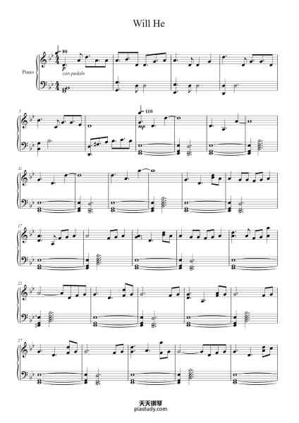 “Will He”钢琴谱-Trasteele Derril-免费下载-天天钢琴