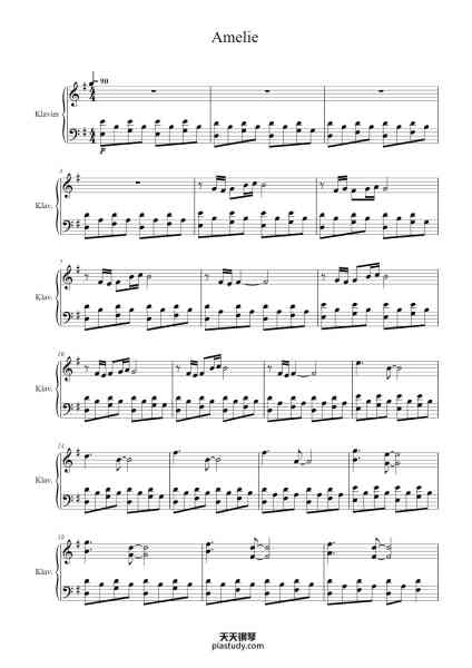 “Comptine d'un autre été : L'après-midi”钢琴谱-Yann Tiersen-免费下载-天天钢琴