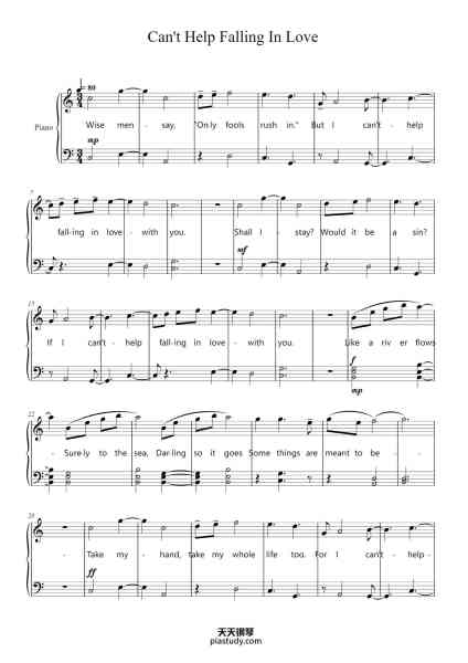 “Can't Help Falling In Love”钢琴谱-Arr. Zachary Booton-免费下载-天天钢琴