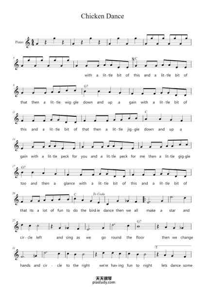 “Chicken Dance”钢琴谱-Werner Thomas and Terry Rendall-免费下载-天天钢琴
