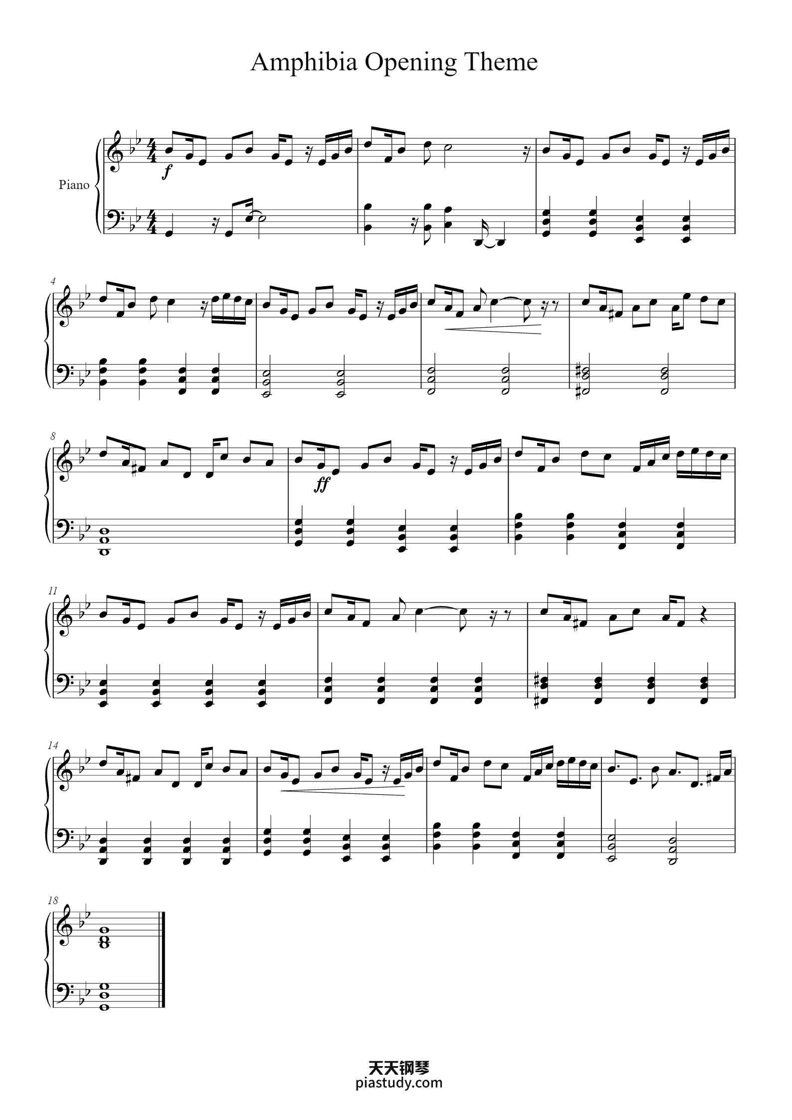 'Amphibia Opening Theme' - Piano Sheet Music By Doug Petty | TOPiano