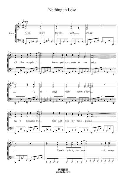 “Nothing to Lose”钢琴谱-Billy Talent-免费下载-天天钢琴