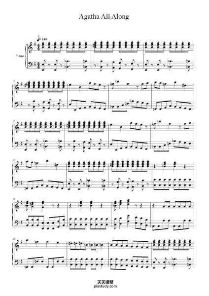“Agatha All Along (Agatha's Theme)”钢琴谱-Christophe Beck and Kristen Anderson-Lopez-免费下载-天天钢琴