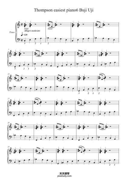 “Thompson easiest piano6 Buji Uji”钢琴谱-John Thompson-免费下载-天天钢琴