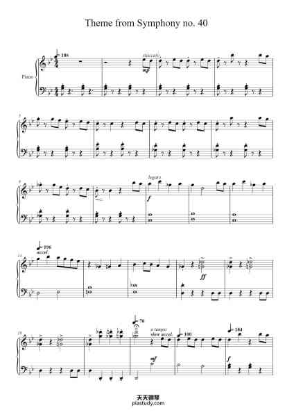“Symphony No. 40 in G Minor, K. 550”钢琴谱-Nellvi-免费下载-天天钢琴