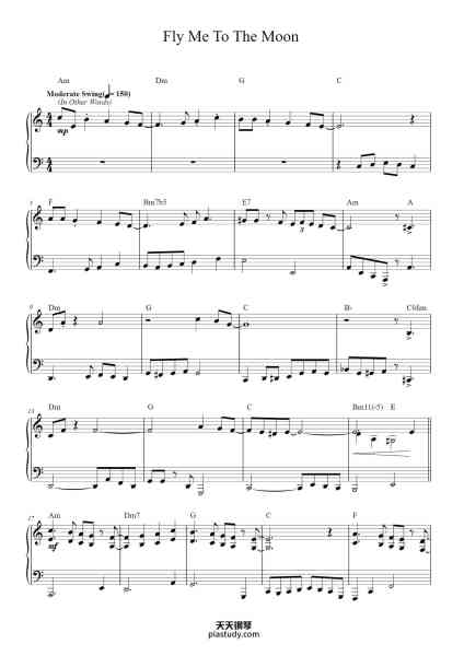 “Fly Me To The Moon (In Other Words)”钢琴谱-Words and Music by
BART HOWARD-免费下载-天天钢琴