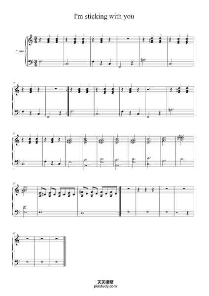 “I'm sticking with you”钢琴谱-Lou Reed-免费下载-天天钢琴