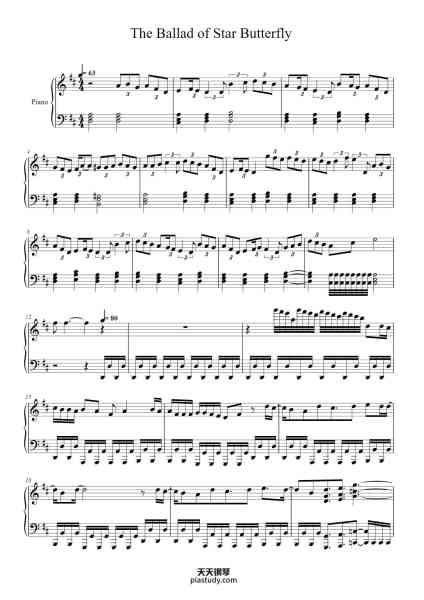 “The Ballad of Star Butterfly”钢琴谱-Brian H. Kim Arr: Javier Gimenz-免费下载-天天钢琴