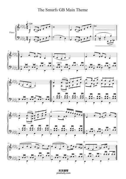 “The Smurfs GB Main Theme”钢琴谱-Alberto Jose González-免费下载-天天钢琴