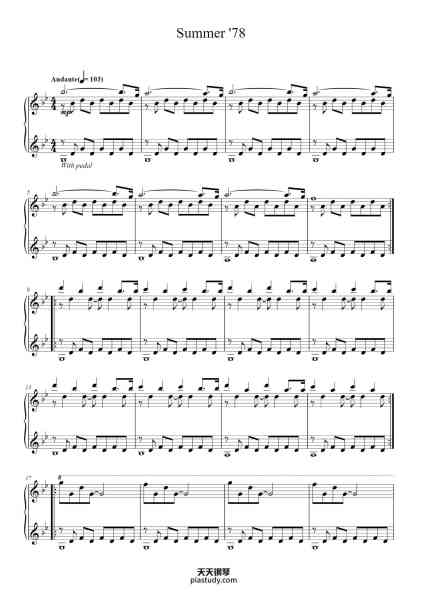 “Summer '78”钢琴谱-Words and Music by
YANN TIERSEN-免费下载-天天钢琴