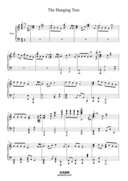 “The Hanging Tree”钢琴谱-Arr. by Alex Snyder-免费下载-天天钢琴