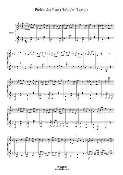 “Pickle Jar Rag (Haley's Theme)”钢琴谱-Clecott Gibwin-免费下载-天天钢琴