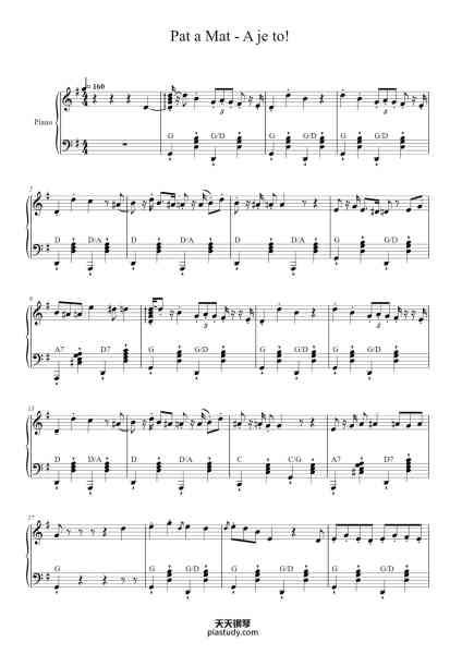 “Pat a Mat - A je to!”钢琴谱-Složil: Petr Skoumal-免费下载-天天钢琴