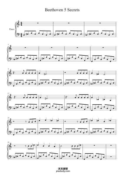 “Beethoven 5 Secrets”钢琴谱-OneRepublic-免费下载-天天钢琴