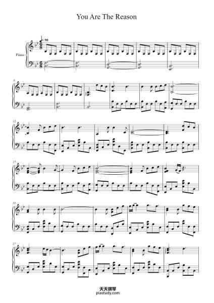 “You Are The Reason”钢琴谱-Arr. Steven Liu Music MasterPlayz Musescore-免费下载-天天钢琴