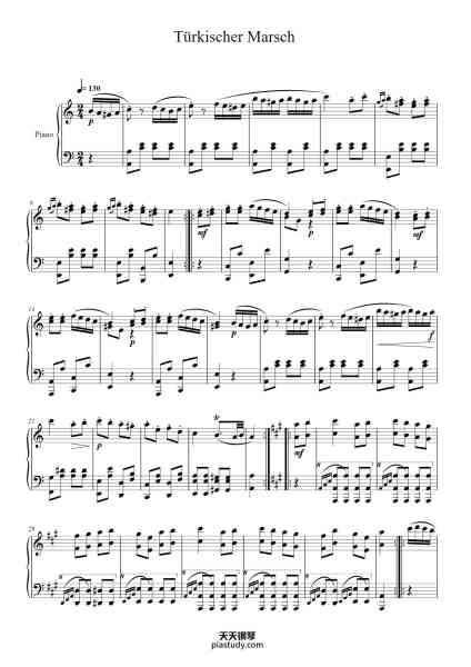 “Rondo Alla Turca from Piano Sonata No. 11 in A Major, K. 331”钢琴谱-W.A.Mozart-免费下载-天天钢琴