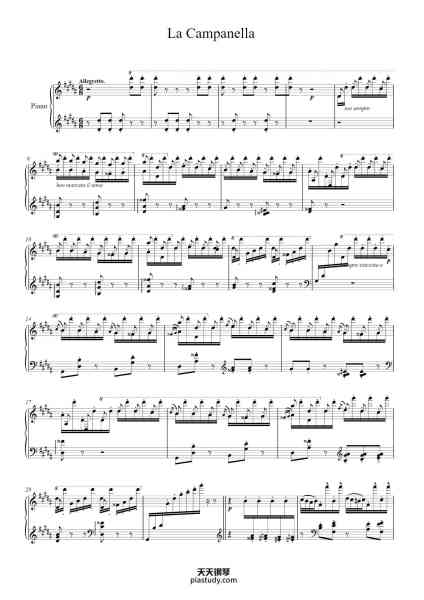 “La Campanella in G♯ Minor, S. 141/3”钢琴谱-Franz Liszt-免费下载-天天钢琴
