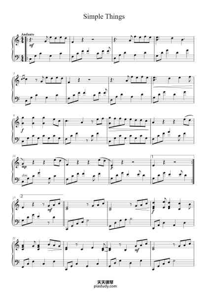 “Simple Things”钢琴谱-Andrew Turner-免费下载-天天钢琴