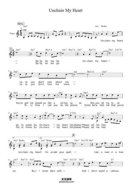 “Unchain My Heart”钢琴谱-Gnes Lones and Freddy James-免费下载-天天钢琴