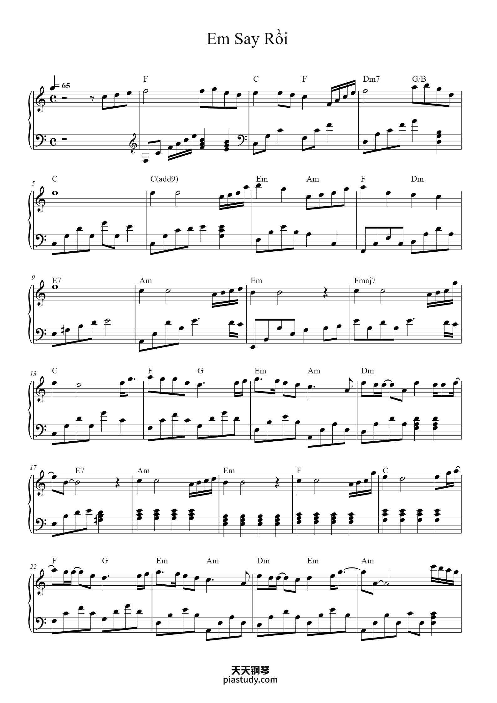 Em Say Rồi钢琴谱 - Robbess Krisbart - free piano sheet music - PiaNoproblem