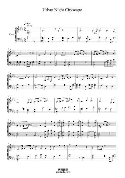 “Urban Night Cityscape”钢琴谱-Flaming Heart/Shinjou Hanabi Arr. BlackStainedKeys-免费下载-天天钢琴