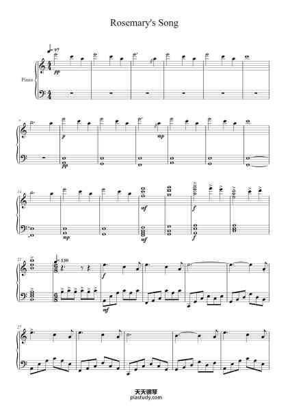 “Rosemary's Song”钢琴谱-Arr. William Tate-免费下载-天天钢琴