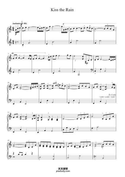 “Kiss the Rain”钢琴谱-By YIRUMA-免费下载-天天钢琴