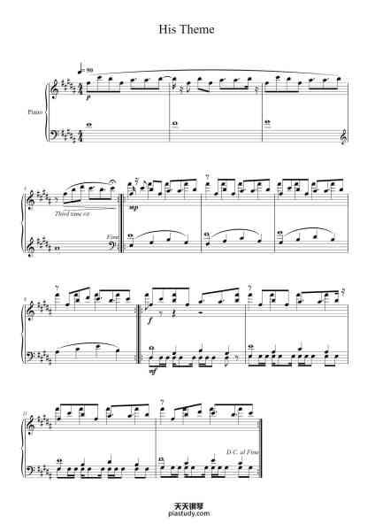 “His Theme”钢琴谱-Toby Fox-免费下载-天天钢琴