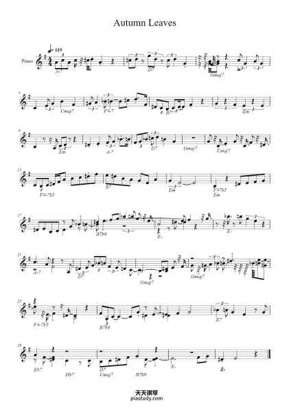 “Autumn Leaves”钢琴谱-Joseph Kosma-免费下载-天天钢琴