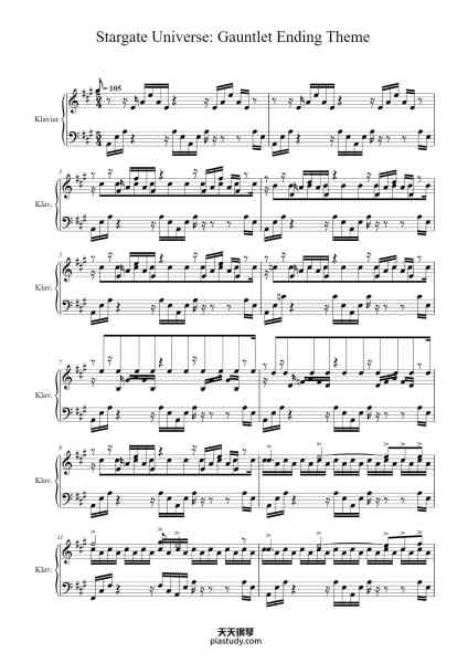 “Stargate Universe: Gauntlet Ending Theme”钢琴谱-Cofpert Dilgrant-免费下载-天天钢琴
